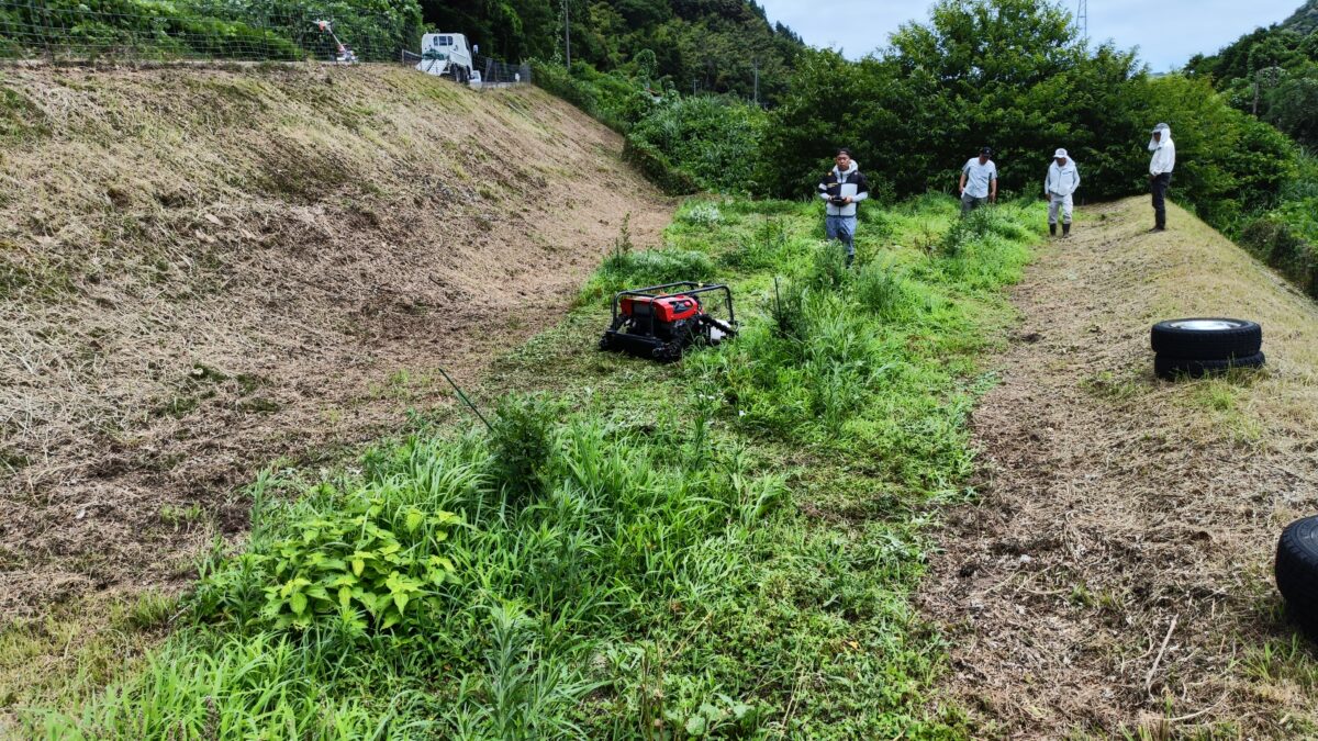 ラジコン草刈り機で圃場整備